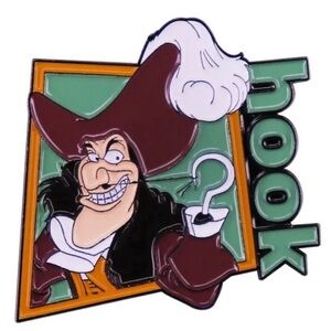 Captain Hook Enamel Pin, Peter Pan Captain Hook Enamel Metal Pin 1924 Pin